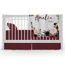 Load image into Gallery viewer, Maroon and Navy Personalized Baby Blanket
