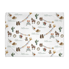 Load image into Gallery viewer, Cowgirl Pattern Personalized Baby Blanket
