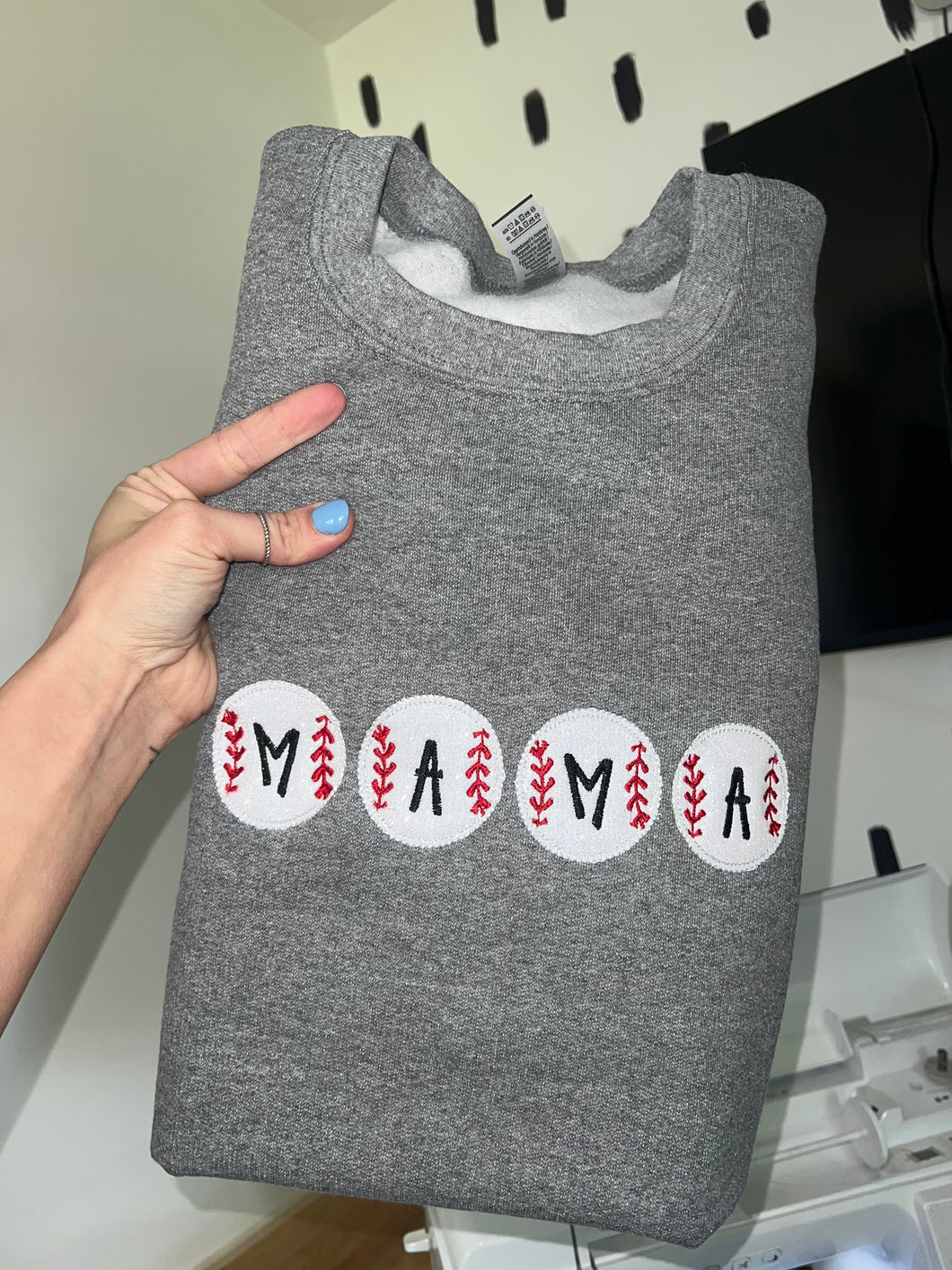Glitter baseball mama embroidered